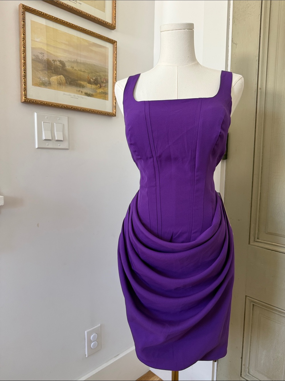 Purple Draped Sheath Dress - Women's